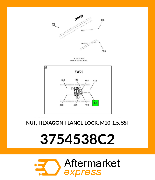 NUT, HEXAGON FLANGE LOCK, M10-1.5, SST 3754538C2
