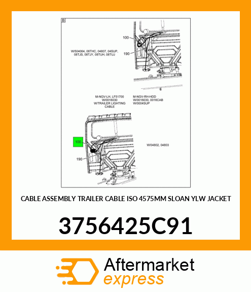 CABLE ASSEMBLY TRAILER CABLE ISO 4575MM SLOAN YLW JACKET 3756425C91