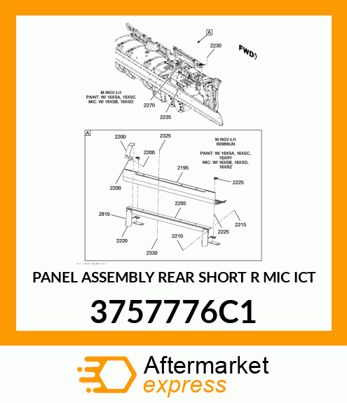 PANEL ASSEMBLY REAR SHORT R MIC ICT 3757776C1