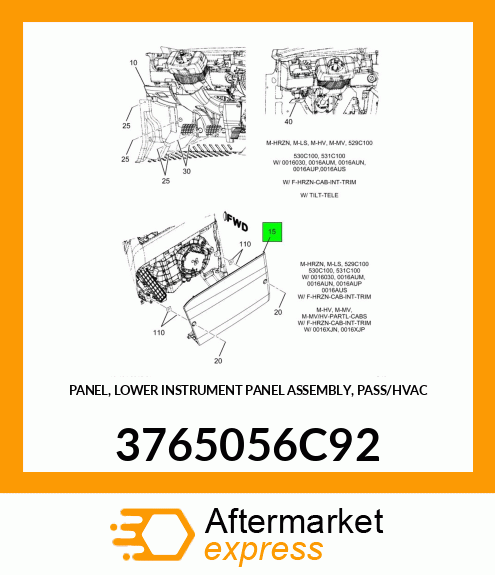 PANEL, LOWER INSTRUMENT PANEL ASSEMBLY, PASS/HVAC 3765056C92