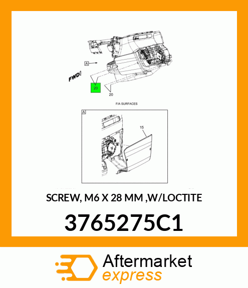 SCREW, M6 X 28 MM ,W/LOCTITE 3765275C1