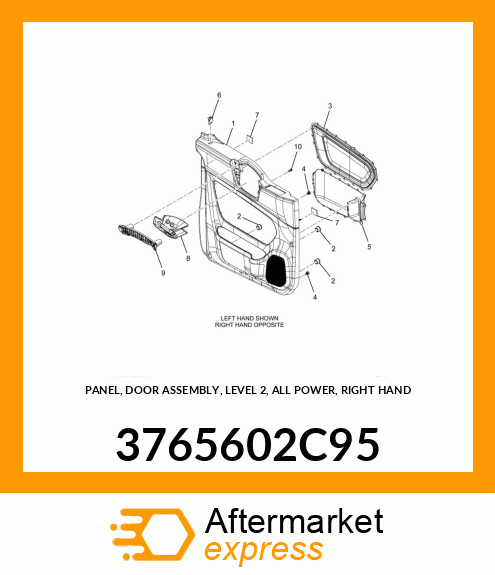 PANEL, DOOR ASSEMBLY, LEVEL 2, ALL POWER, RIGHT HAND 3765602C95