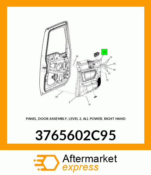 PANEL, DOOR ASSEMBLY, LEVEL 2, ALL POWER, RIGHT HAND 3765602C95