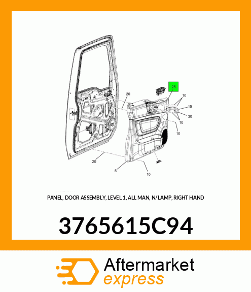 PANEL, DOOR ASSEMBLY, LEVEL 1, ALL MAN, N/LAMP, RIGHT HAND 3765615C94