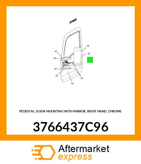PEDESTAL, DOOR MOUNTING WITH MIRROR, RIGHT HAND, CHROME 3766437C96