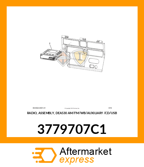 RADIO, ASSEMBLY, DEA530 AM/FM/WB/AUXILIARY /CD/USB 3779707C1