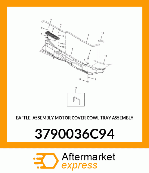 BAFFLE, ASSEMBLY MOTOR COVER COWL TRAY ASSEMBLY 3790036C94