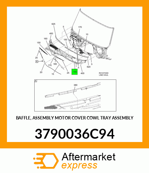 BAFFLE, ASSEMBLY MOTOR COVER COWL TRAY ASSEMBLY 3790036C94