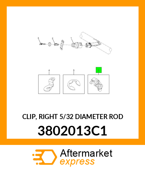 CLIP, RIGHT 5/32" DIAMETER ROD 3802013C1