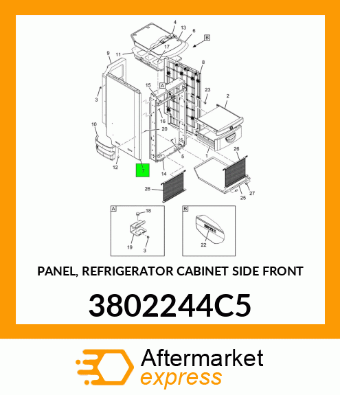 PANEL, REFRIGERATOR CABINET SIDE FRONT 3802244C5