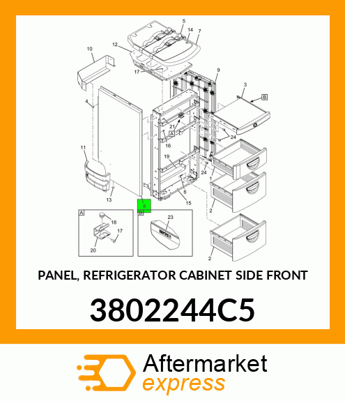 PANEL, REFRIGERATOR CABINET SIDE FRONT 3802244C5