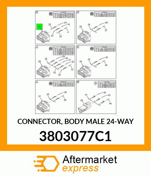 CONNECTOR, BODY MALE 24-WAY 3803077C1