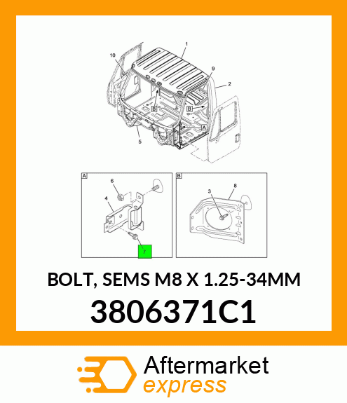 BOLT, SEMS M8 X 1.25-34MM 3806371C1