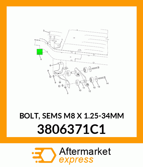 BOLT, SEMS M8 X 1.25-34MM 3806371C1