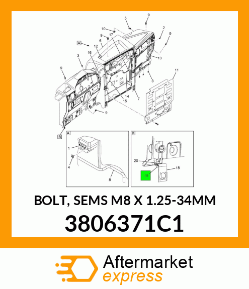 BOLT, SEMS M8 X 1.25-34MM 3806371C1