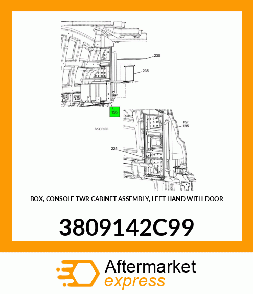 BOX, CONSOLE TWR CABINET ASSEMBLY, LEFT HAND WITH DOOR 3809142C99