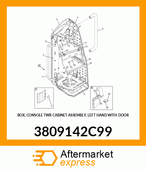 BOX, CONSOLE TWR CABINET ASSEMBLY, LEFT HAND WITH DOOR 3809142C99