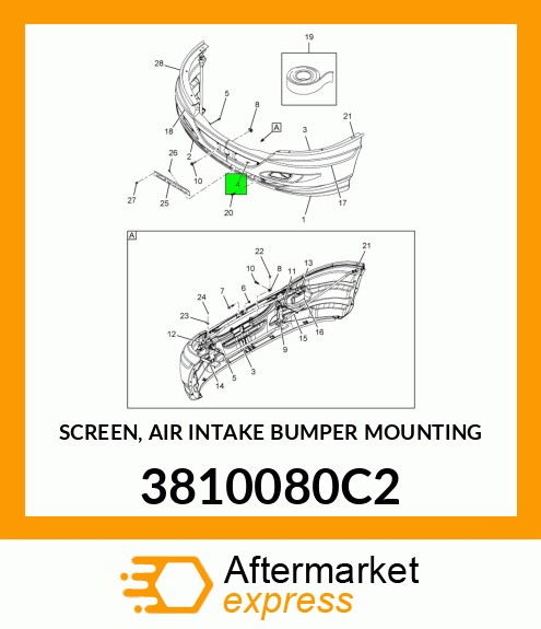 SCREEN, AIR INTAKE BUMPER MOUNTING 3810080C2