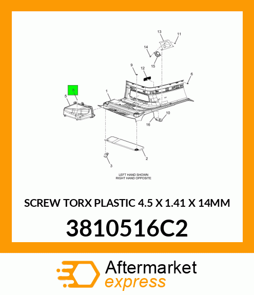 SCREW TORX PLASTIC 4.5 X 1.41 X 14MM 3810516C2