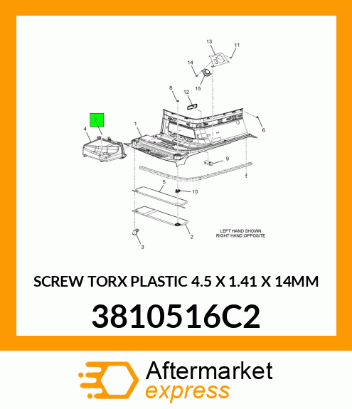 SCREW TORX PLASTIC 4.5 X 1.41 X 14MM 3810516C2