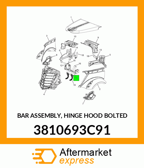 BAR ASSEMBLY, HINGE HOOD BOLTED 3810693C91