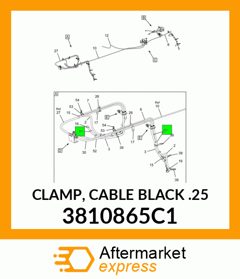 CLAMP, CABLE BLACK .25" 3810865C1