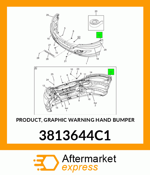 PRODUCT, GRAPHIC WARNING HAND BUMPER 3813644C1