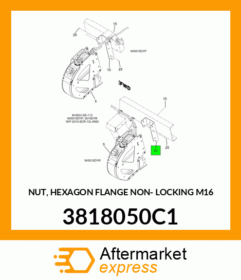 NUT, HEXAGON FLANGE NON- LOCKING M16 3818050C1