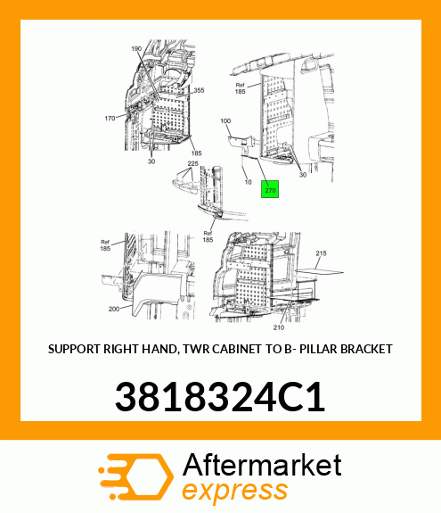 SUPPORT RIGHT HAND, TWR CABINET TO B- PILLAR BRACKET 3818324C1