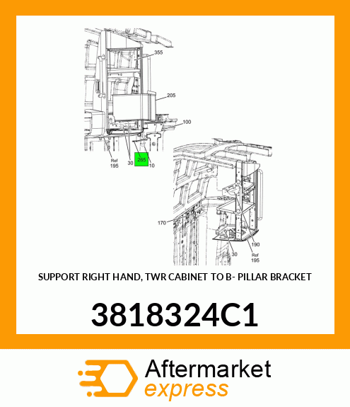 SUPPORT RIGHT HAND, TWR CABINET TO B- PILLAR BRACKET 3818324C1