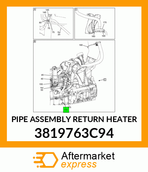 PIPE ASSEMBLY RETURN HEATER 3819763C94