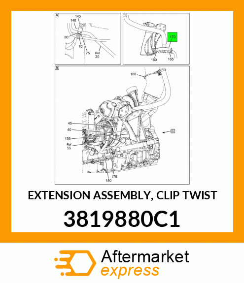 EXTENSION ASSEMBLY, CLIP TWIST 3819880C1