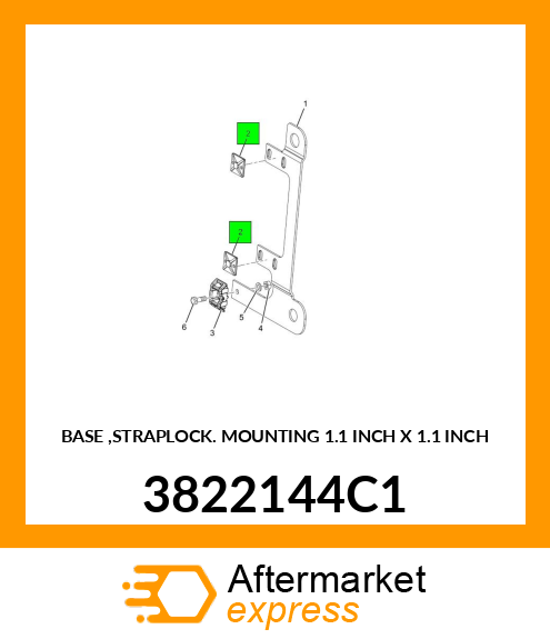 BASE ,STRAPLOCK MOUNTING 1.1 INCH X 1.1 INCH 3822144C1