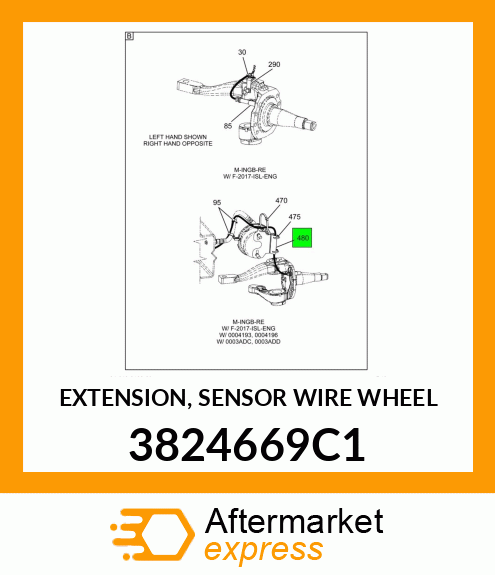 EXTENSION, SENSOR WIRE WHEEL 3824669C1