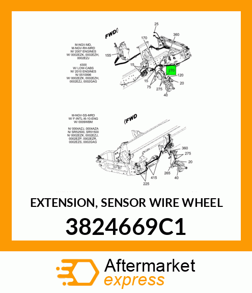 EXTENSION, SENSOR WIRE WHEEL 3824669C1