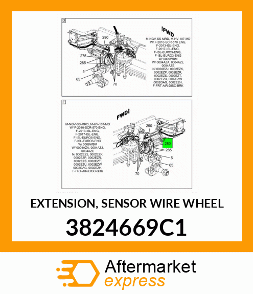 EXTENSION, SENSOR WIRE WHEEL 3824669C1