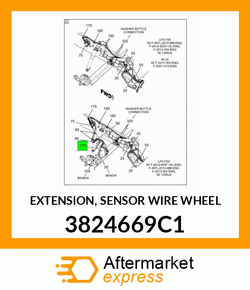 EXTENSION, SENSOR WIRE WHEEL 3824669C1