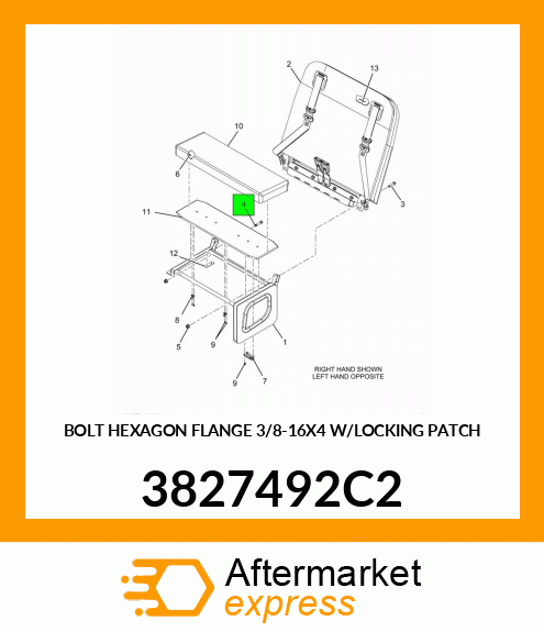 BOLT HEXAGON FLANGE 3/8-16X4 W/LOCKING PATCH 3827492C2