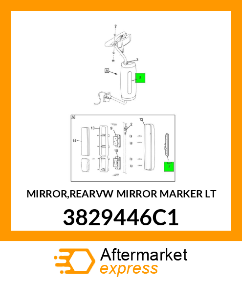 MIRROR,REARVW MIRROR MARKER LT 3829446C1