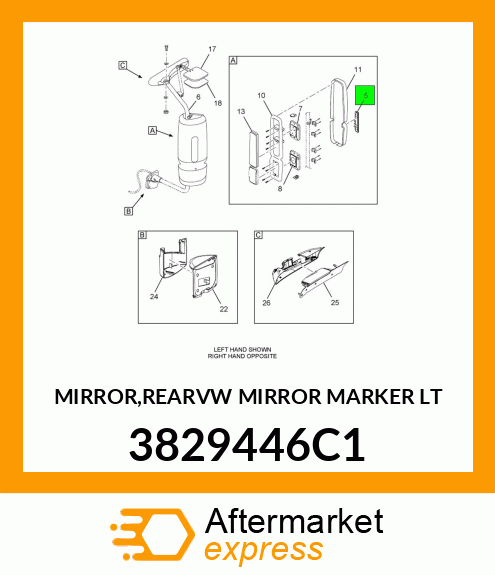 MIRROR,REARVW MIRROR MARKER LT 3829446C1