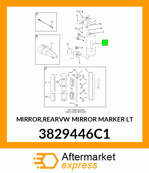 MIRROR,REARVW MIRROR MARKER LT 3829446C1