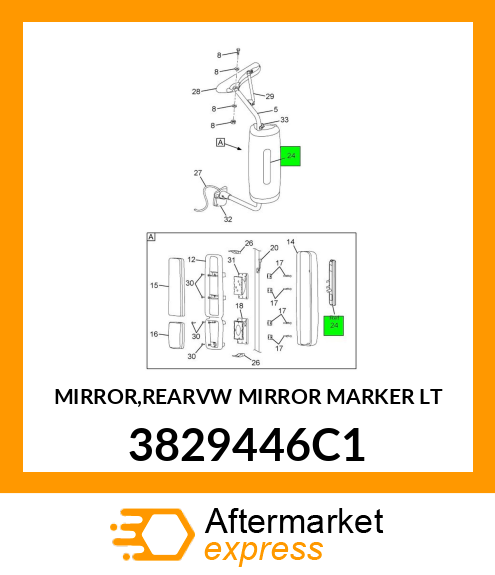 MIRROR,REARVW MIRROR MARKER LT 3829446C1