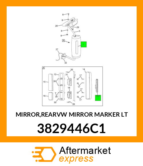 MIRROR,REARVW MIRROR MARKER LT 3829446C1