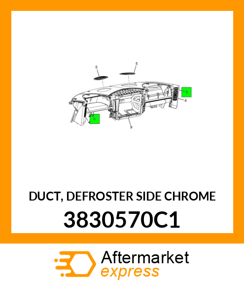 DUCT, DEFROSTER SIDE CHROME 3830570C1