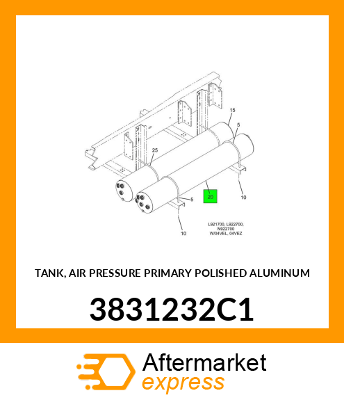 TANK, AIR PRESSURE PRIMARY POLISHED ALUMINUM 3831232C1