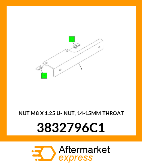 NUT M8 X 1.25 U- NUT, 14-15MM THROAT 3832796C1