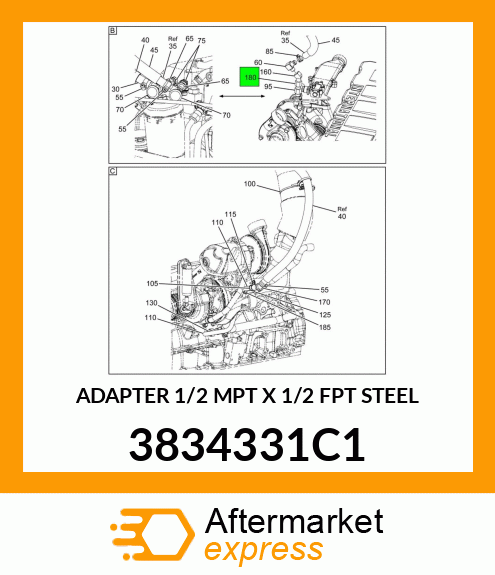 ADAPTER 1/2 MPT X 1/2 FPT STEEL 3834331C1