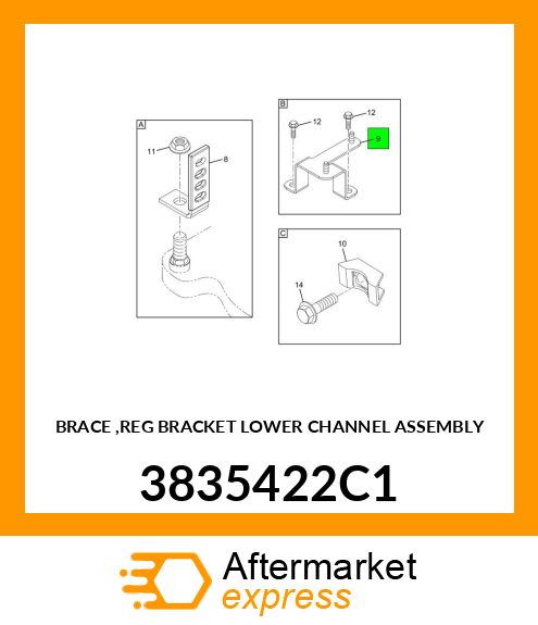 BRACE ,REG BRACKET LOWER CHANNEL ASSEMBLY 3835422C1