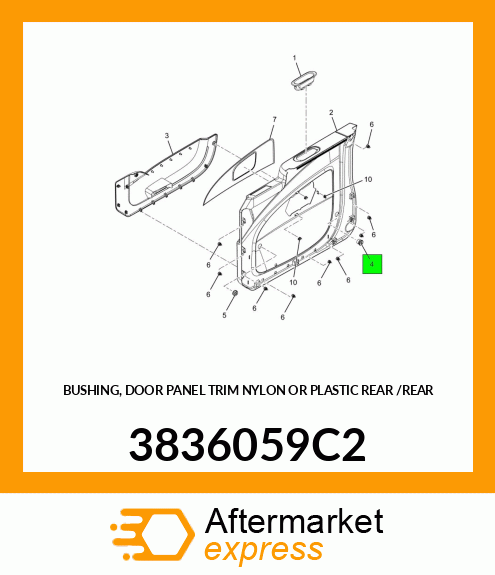 BUSHING, DOOR PANEL TRIM NYLON OR PLASTIC REAR /REAR 3836059C2