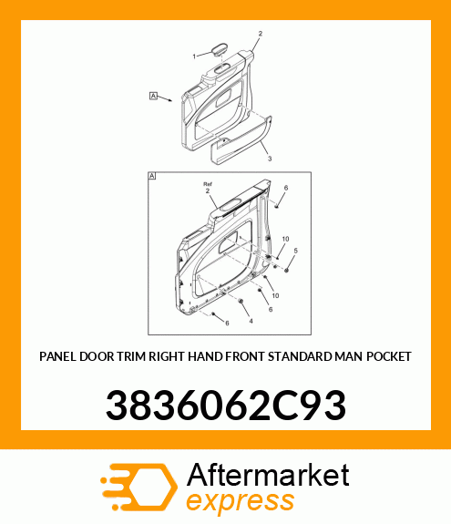 PANEL DOOR TRIM RIGHT HAND FRONT STANDARD MAN POCKET 3836062C93